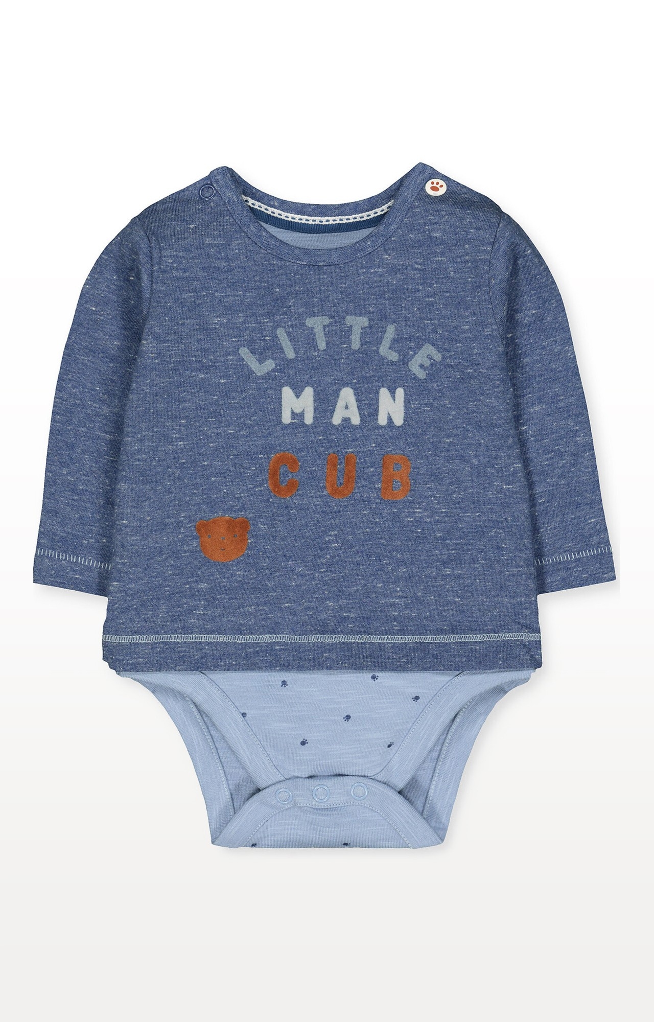 Blue Little Man Cub Bear Mock T-Shirt Bodysuit