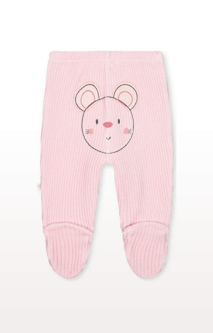 My First Pink Mouse Rib Velour Leggings