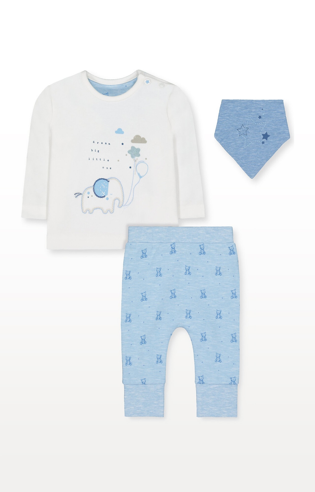 My First Elephant and Bear T-Shirt, Joggers and Bib Set