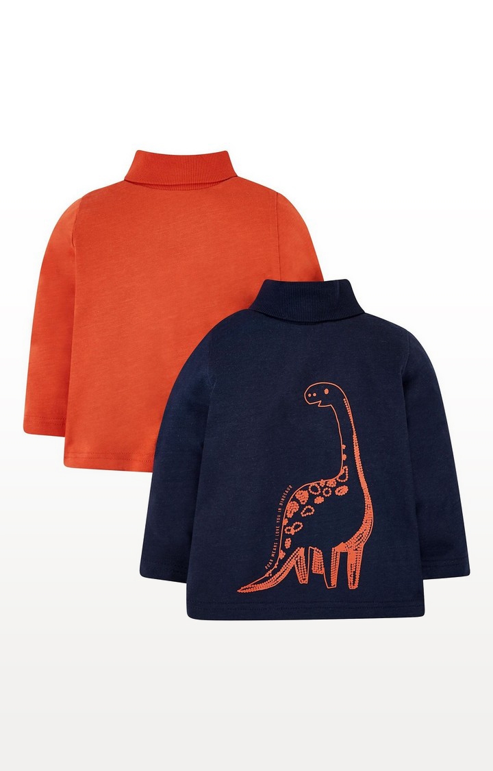 Mothercare | Navy Dinosaur And Orange Roll-Neck Jumpers - 2 Pack