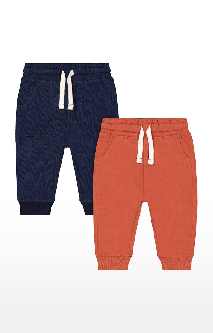 Mothercare | Navy and Orange Solid Casual Joggers