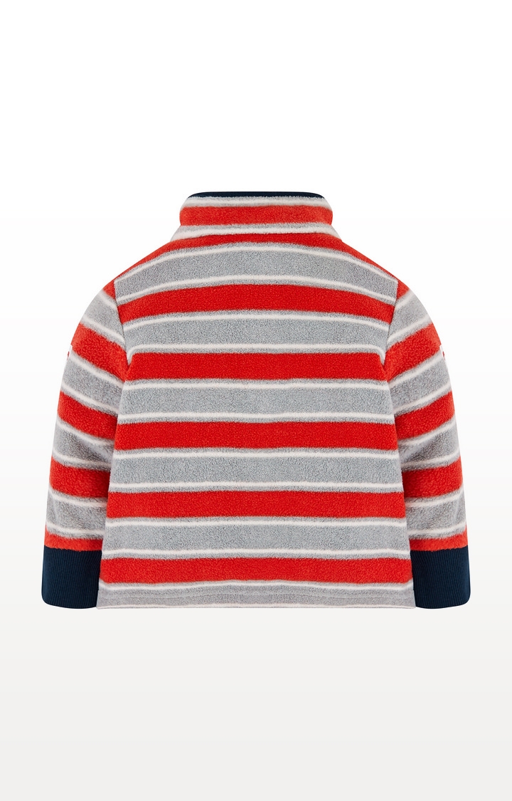 Grey And Red Stripe Fleece