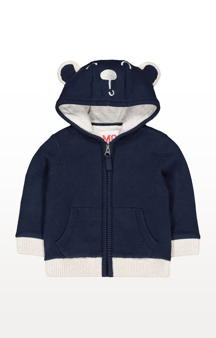 Mothercare | Navy Bear Knit Zip-Through Hoodie