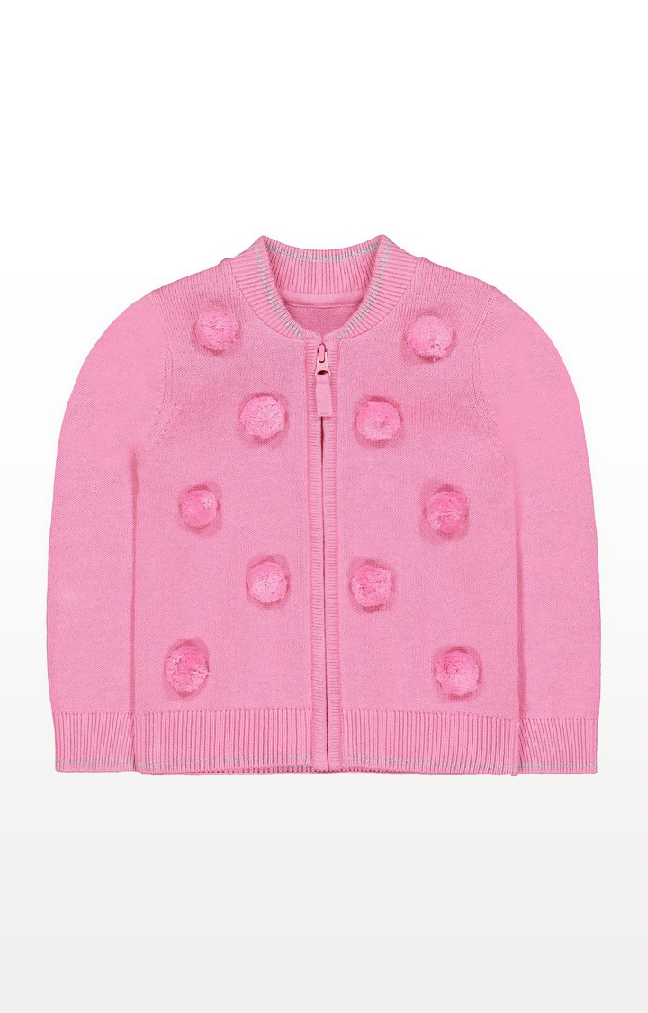 Mothercare | Pink Pom Pom Zip-Through Cardigan