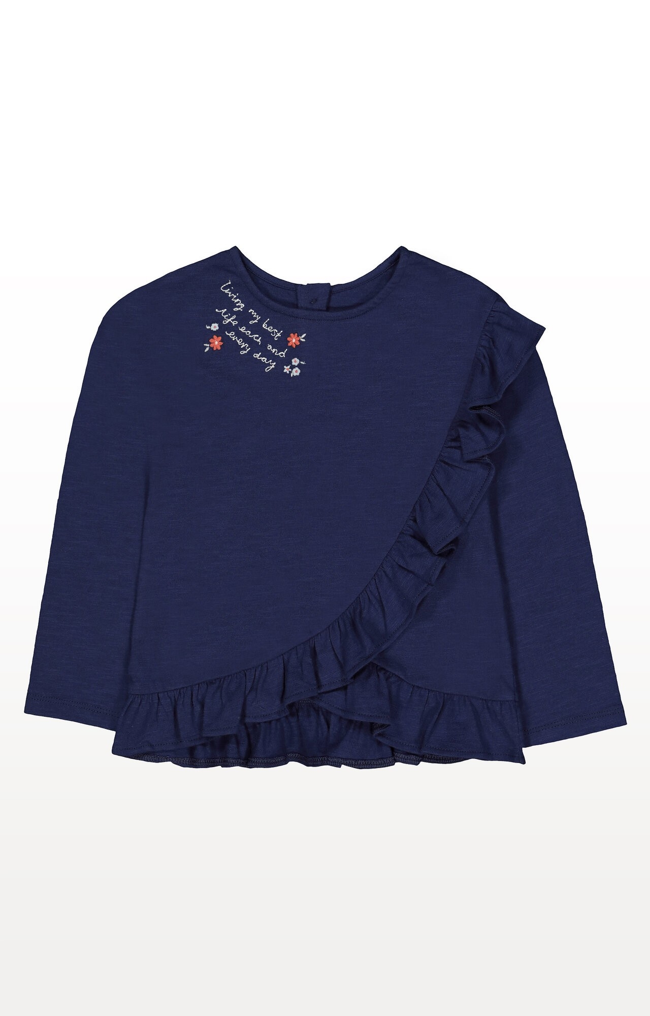 Mothercare | Navy Floral Wrap Frill T-Shirt