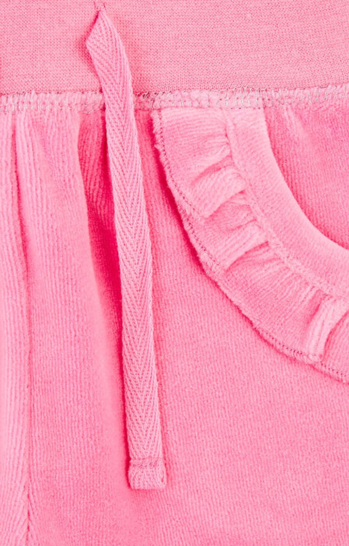 Pink Velour Frill Joggers