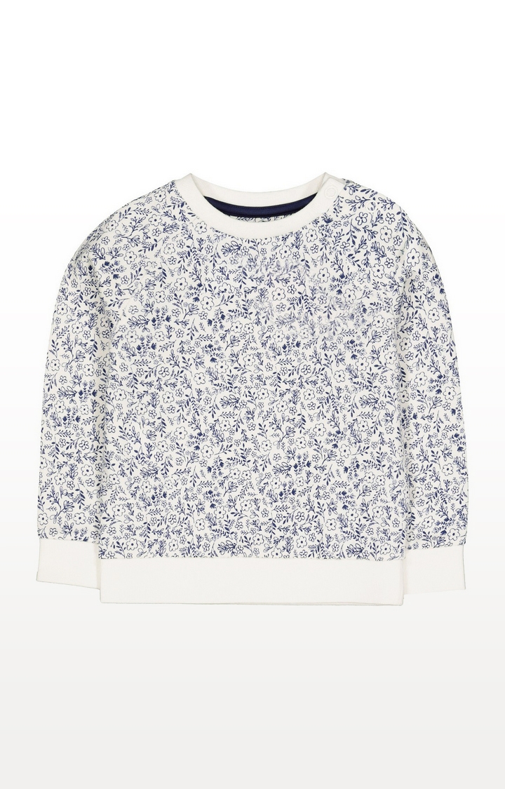 Mothercare | White And Blue Ditsy Floral Sweat Top