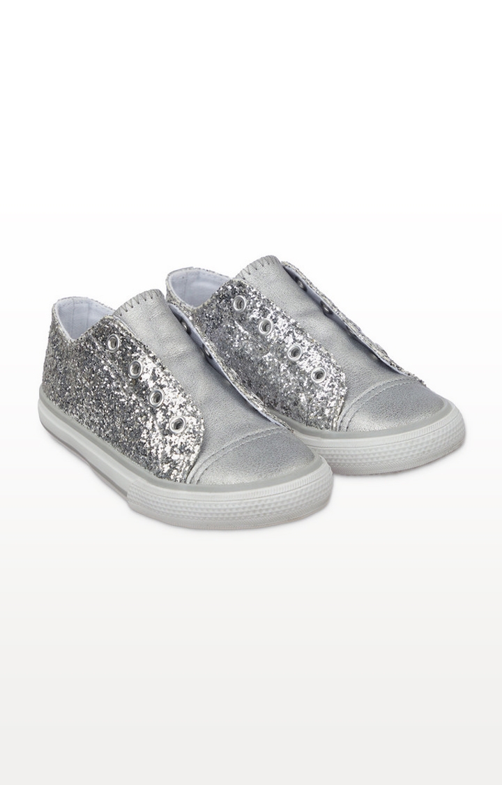 Mothercare | Silver Glitter Laceless Trainers