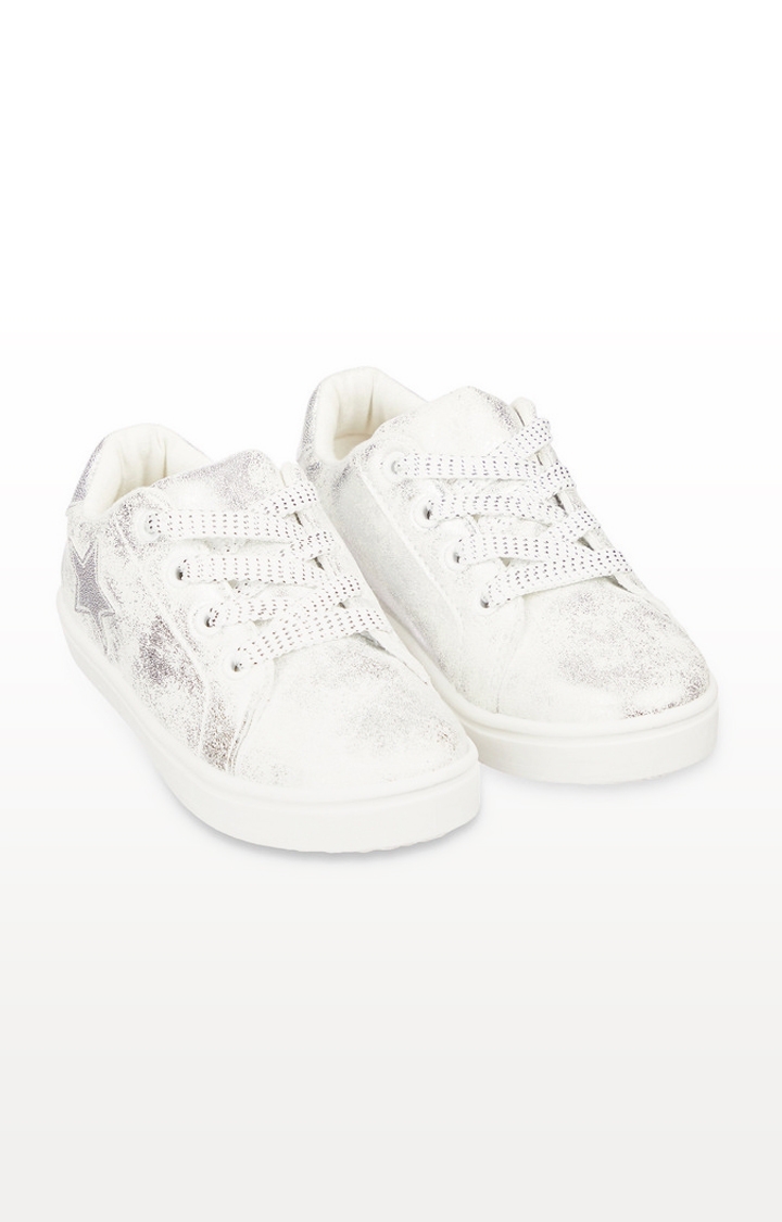 Mothercare | White Shimmer Star Canvas Trainers