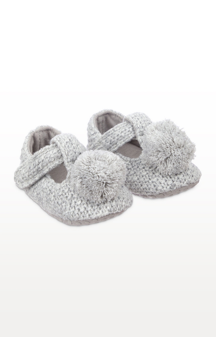 Mothercare | Grey Knitted T-Bar Baby Booties