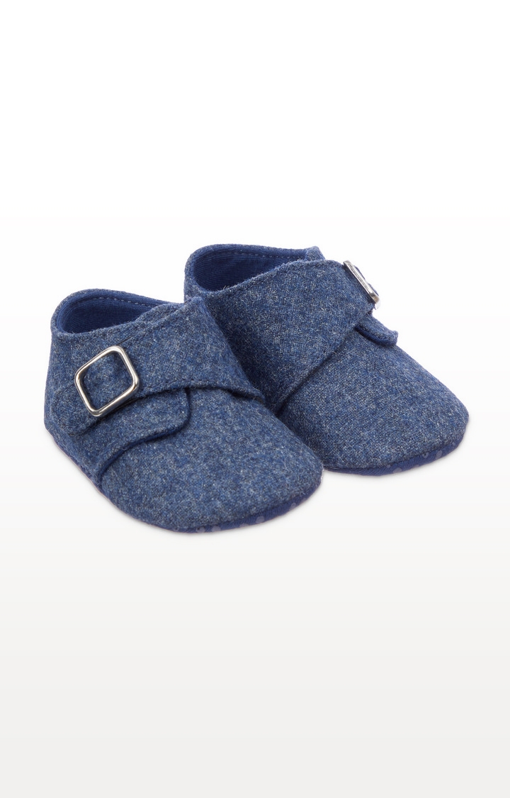 Mothercare | Blue Felt Pram Shoes