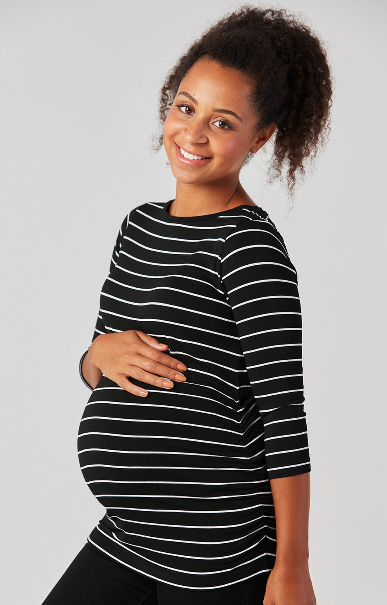 Mothercare | Black Striped Maternity T-Shirt