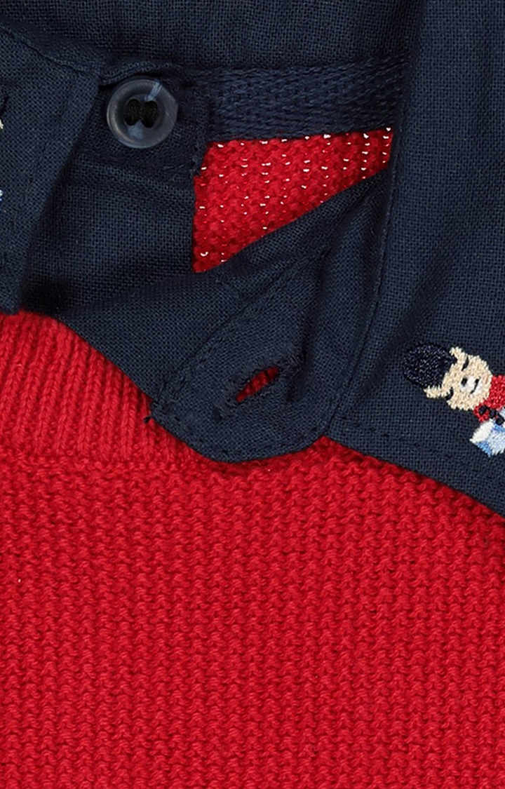 Mothercare | Heritage Red Mock-Shirt Knitted Jumper 2