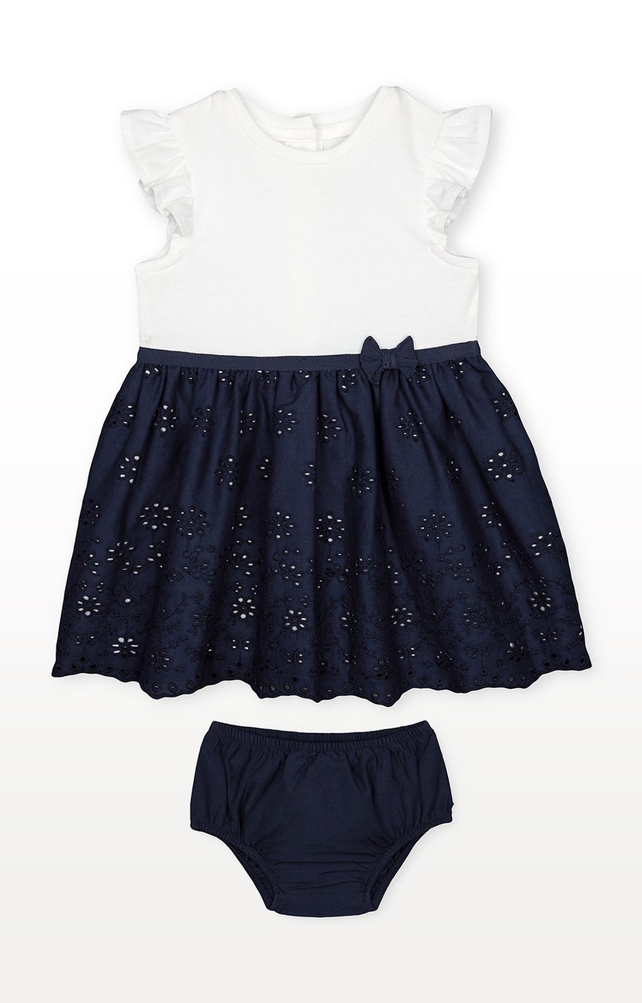 Mothercare | Heritage Navy Broderie Skirt Dress and Knickers Set