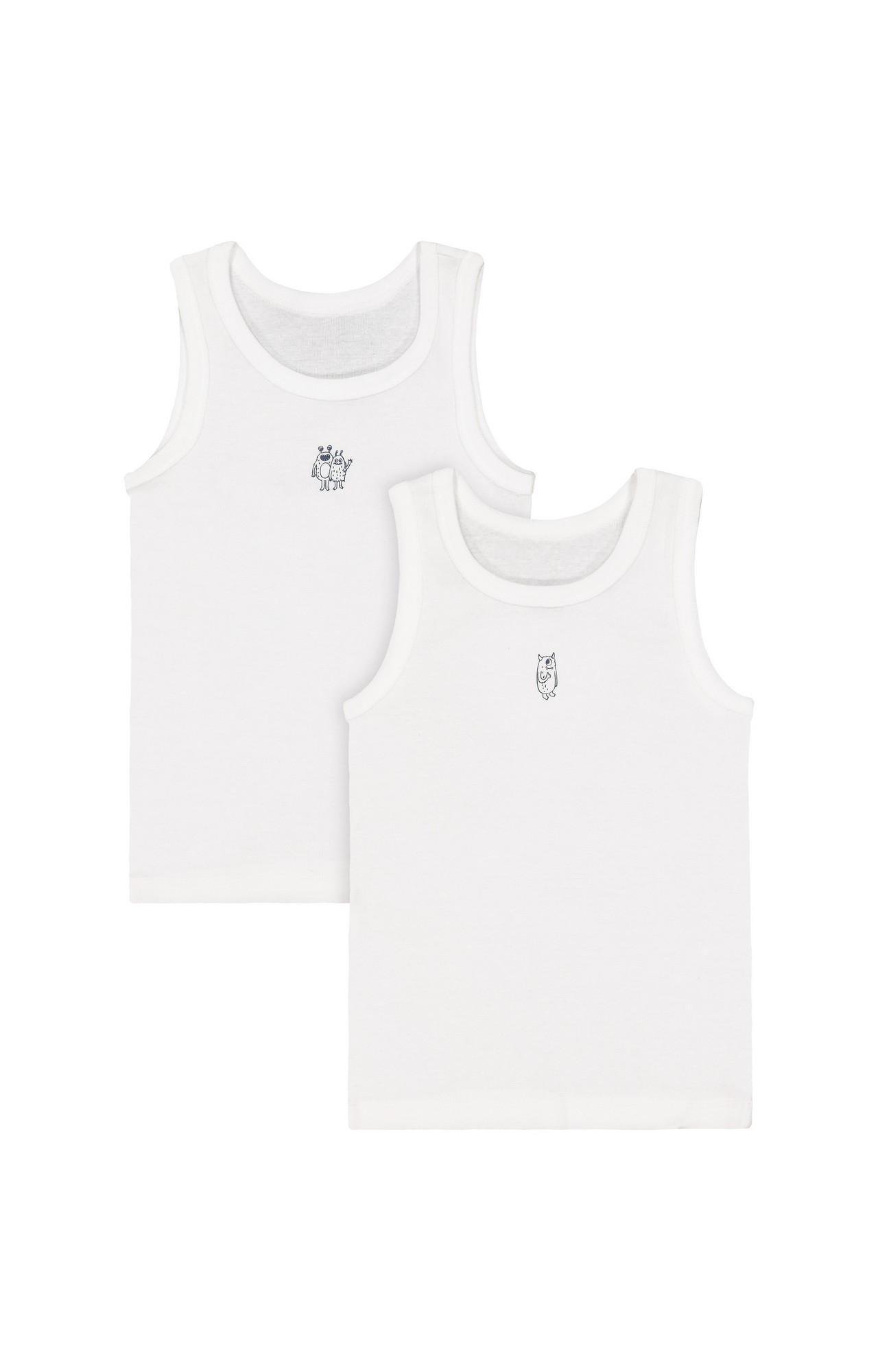 Mothercare | White Printed Vest - Pack of 2