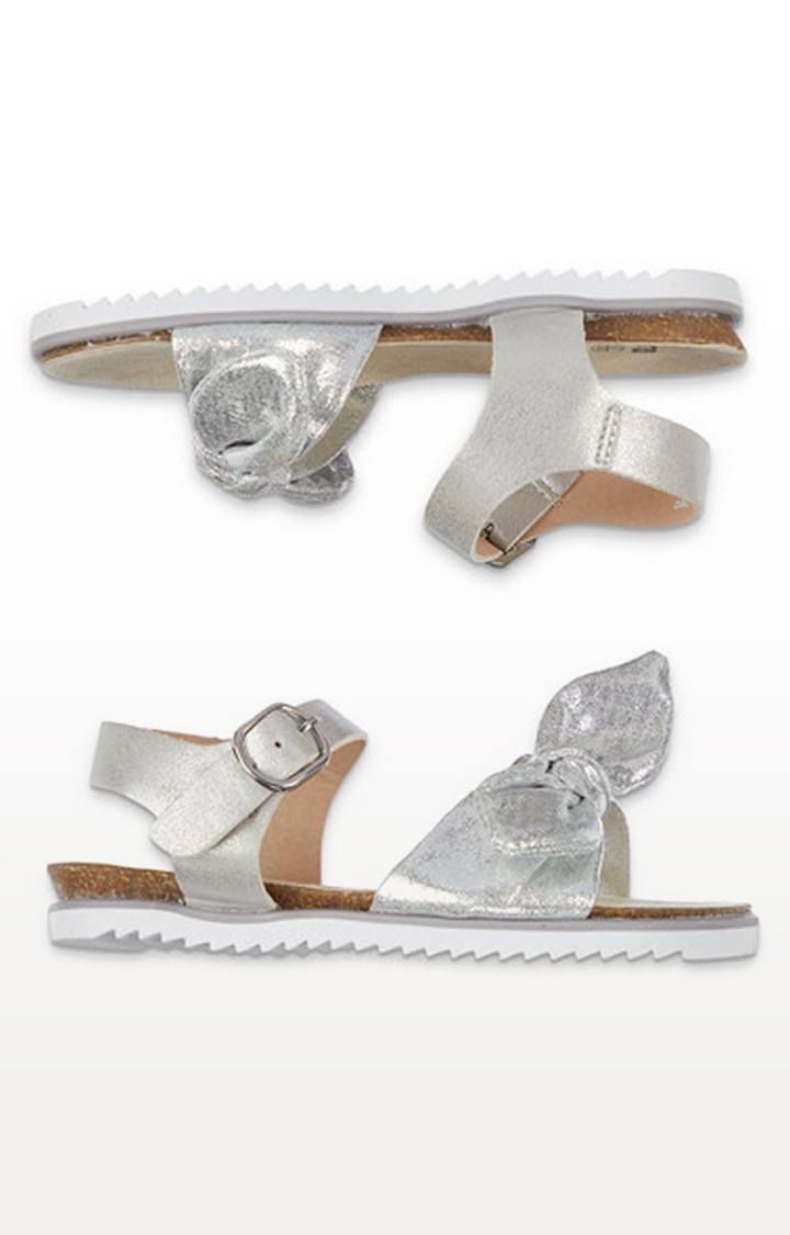 Sparkly Silver Bow Footbed Sandals