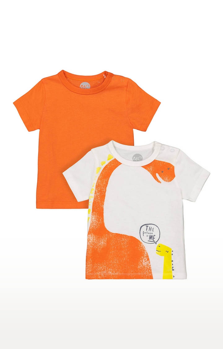 Mothercare | Boys Half Sleeve Round Neck Tee - Orange and White