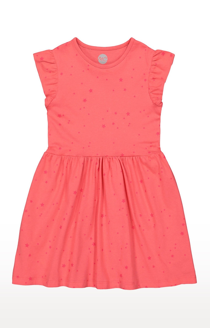 Mothercare | Girls Half Sleeve Casual Dress - Printed Pink
