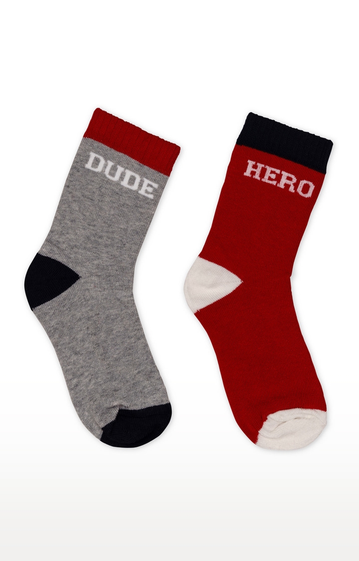 Red and Grey Melange Socks - Pack of 2