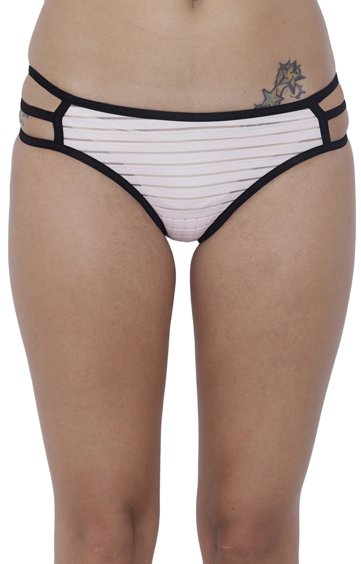 BASIICS by La Intimo | White Striped Bikini Panty