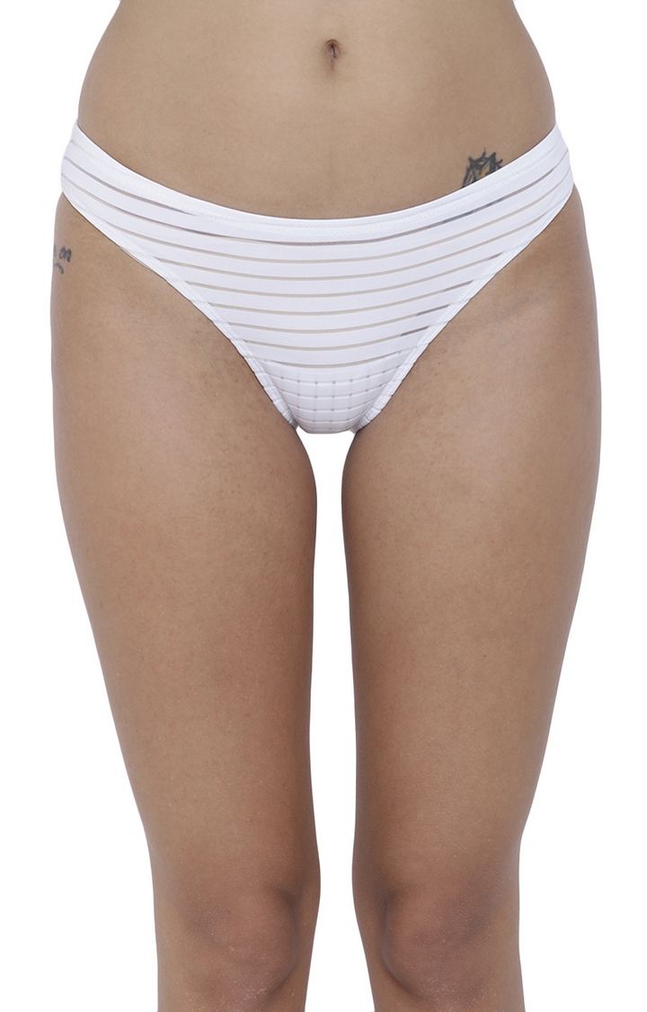 BASIICS by La Intimo | White Striped Bikini Panty