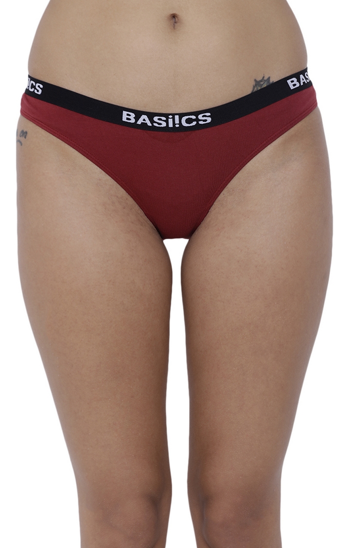 BASIICS by La Intimo | Maroon Solid Bikini Panty