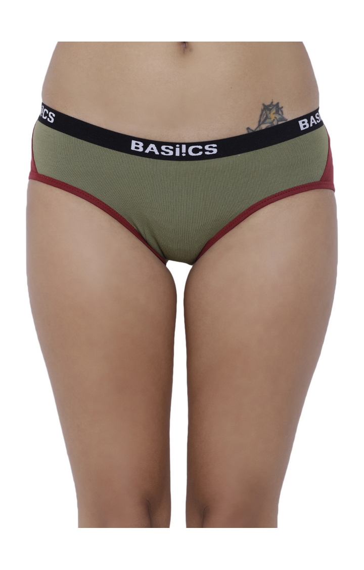 BASIICS by La Intimo | Olive Colourblock Hipster Panties