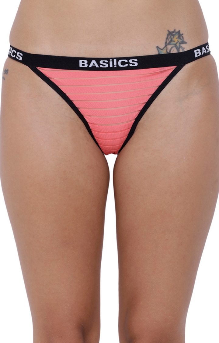 BASIICS by La Intimo | Coral Striped Thongs