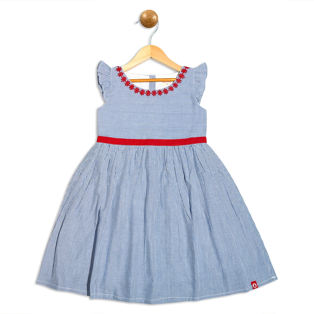 Pinehill | Pinehill Kids Girls Pin Stripe Frill sleeve Dress