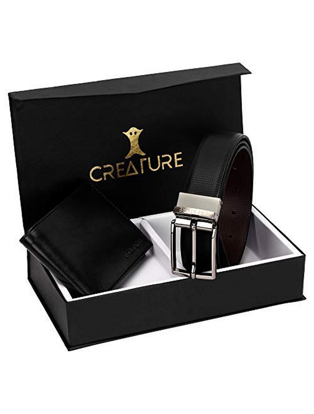 CREATURE | Creature Combo of Black Color Wallet for Men and Black and Brown Reversible Belt for Men - Gift Set