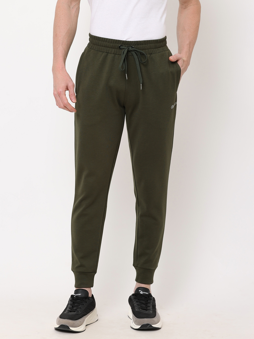 Sweet Dreams Men Olive Cotton-Poly Solid Track Pants