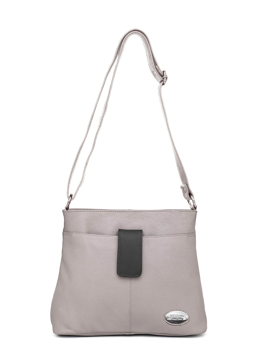 WildHorn | WildHorn Upper Grain Grey Genuine Leather Ladies Hand Bag