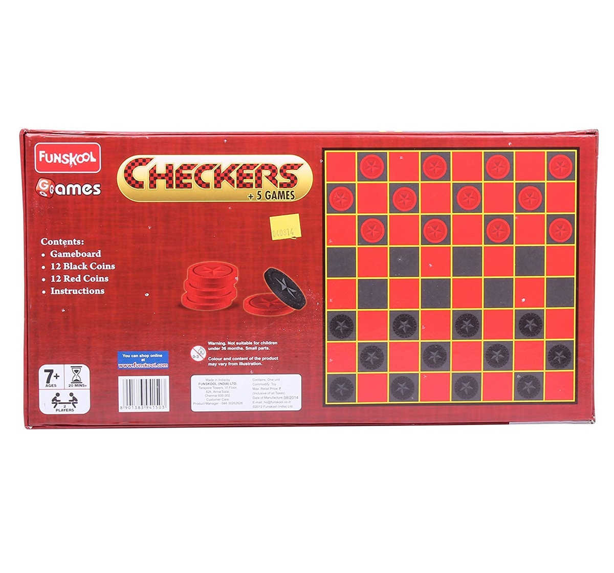 Funskool | Funskool Checkers 5 Plastic Multicolour 7Y+