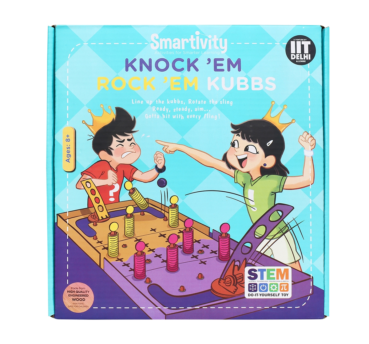 Smartivity | Smartivity Knock 'Em Rock 'Em Kubbs : Stem, Learning, Educational and Construction Activity Toy Gift for age 8Y+  (Multi-Color)
