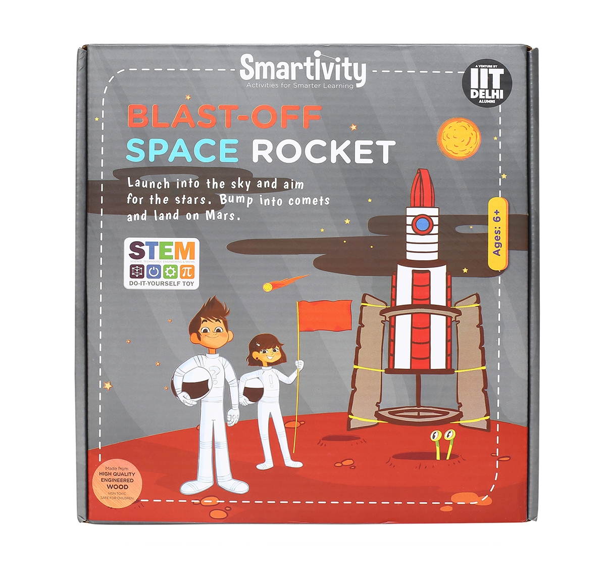 Smartivity | Smartivity Space Rocket Blast-off Action STEM Toy, Educational & Construction based DIY Fun Activity Game for Kids 6 to 14, Gifts for Boys & Girls, Learn Science Engineering Project, Made in India