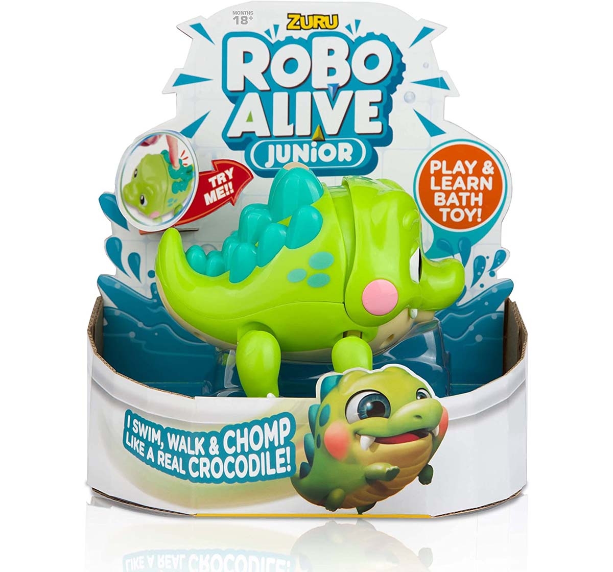 Robo Alive | Robo Alive Junior Battery-Powered Baby Green Crocodile Bath Toy & Accessories for Kids age 18M + 