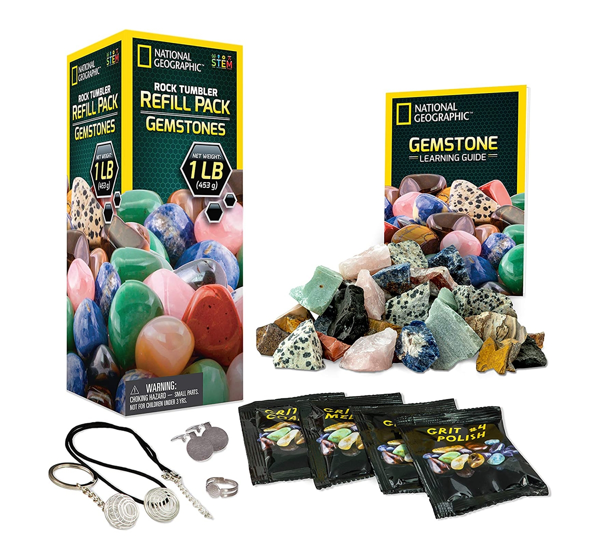 National Geographic | National Geographic Rough Gemstone Refill Kit For Rock Tumbler for Kids age 6Y+ 