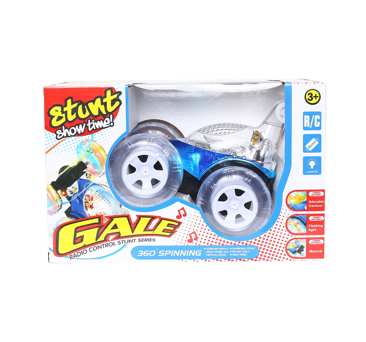 Gale | Gale Comdaq Gale Stunt Car With Remote Control 360 Spinning Remote Control Toys for Kids age 3Y+ 