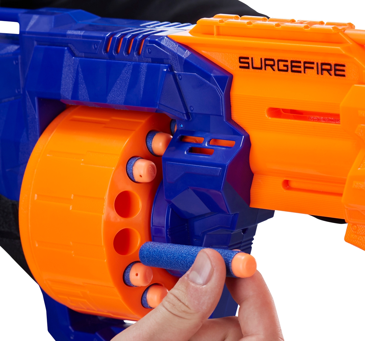 Nerf Surge Fire Elite Blaster 15 Dart Rotating Drum Slam Fire for Kids 8Y+, Multicolour