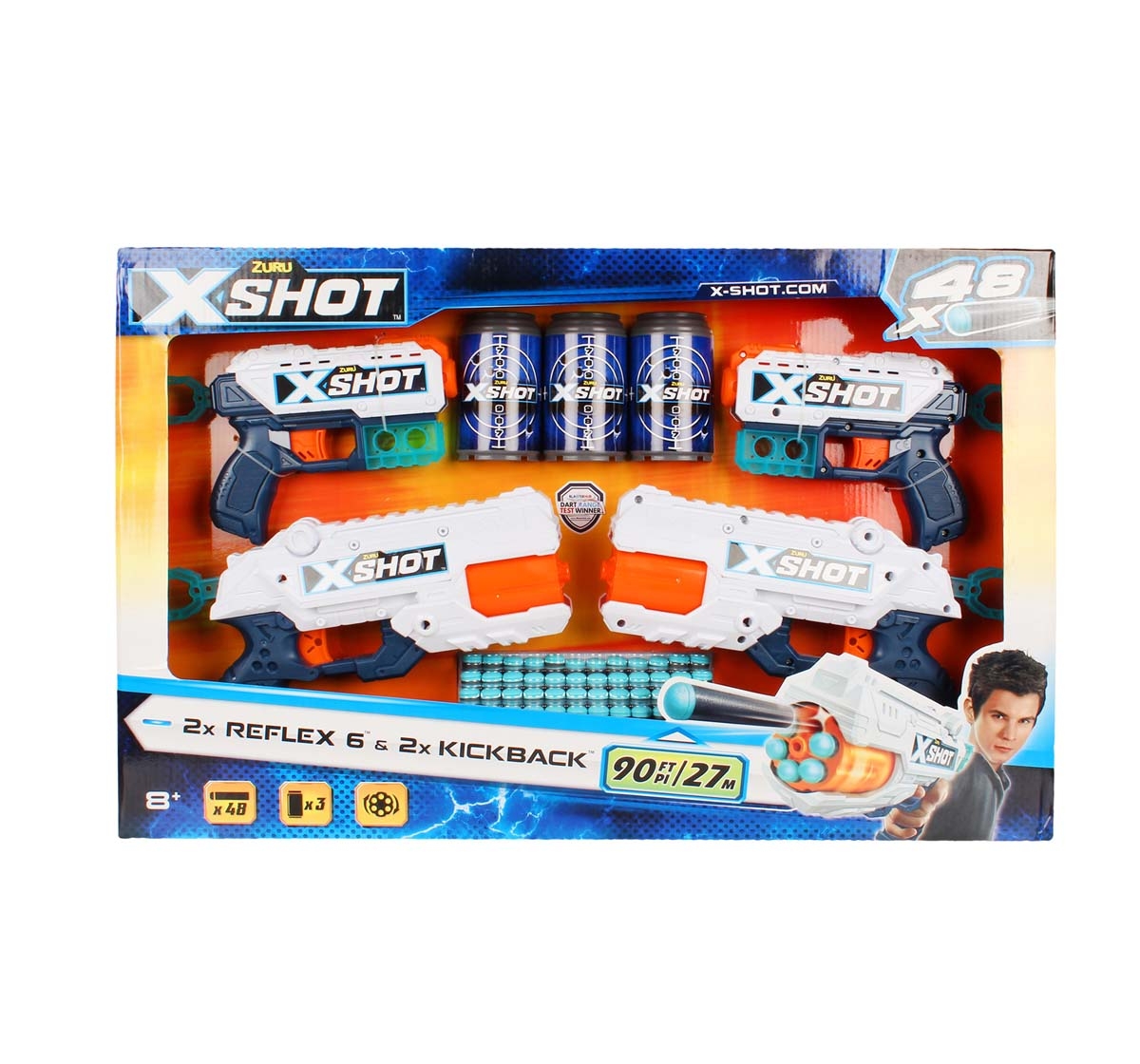 X-Shot |  X Shot 2 Reflex and 2 Kickback Combo Pack- 55Pcs Blasters for Kids age 8Y+ 