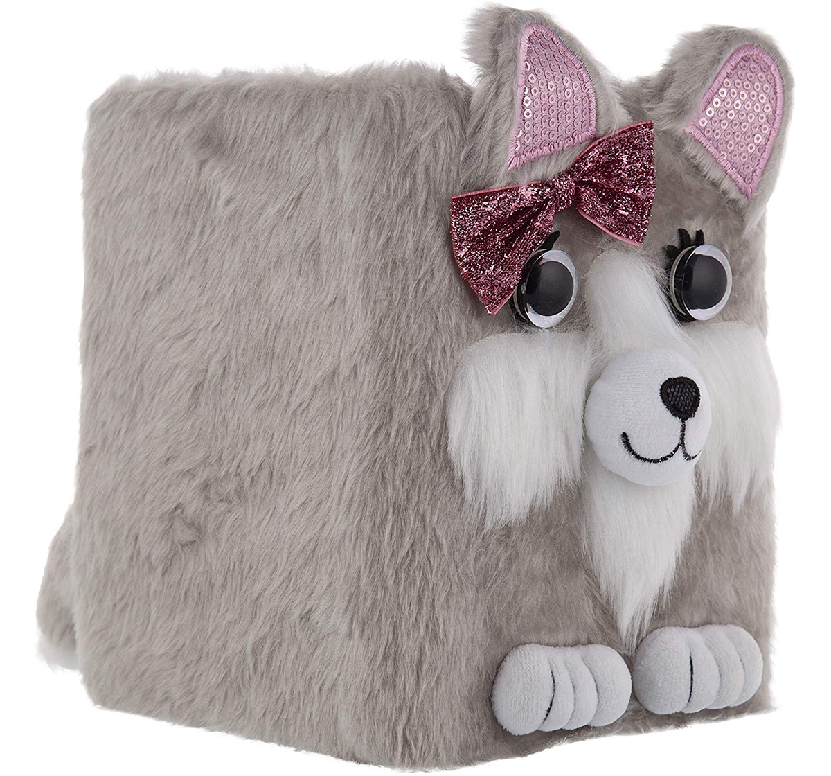 Mirada | Mirada Puppy With Bow Plush Notebook - Study & Desk Accessories for Kids age 3Y+ (Grey)