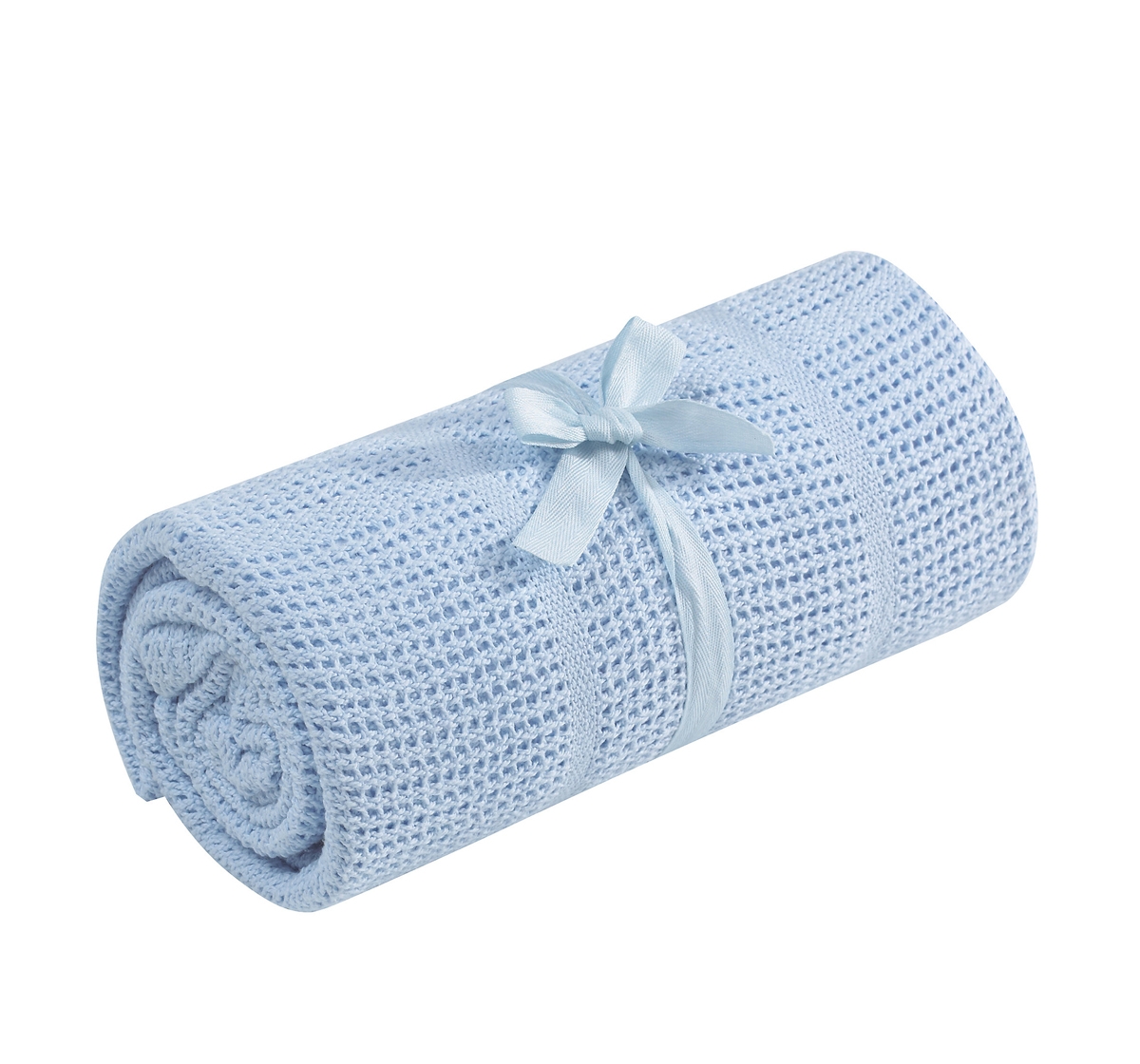 Blue Cot Or Cot Bed Cellular Cotton Blanket