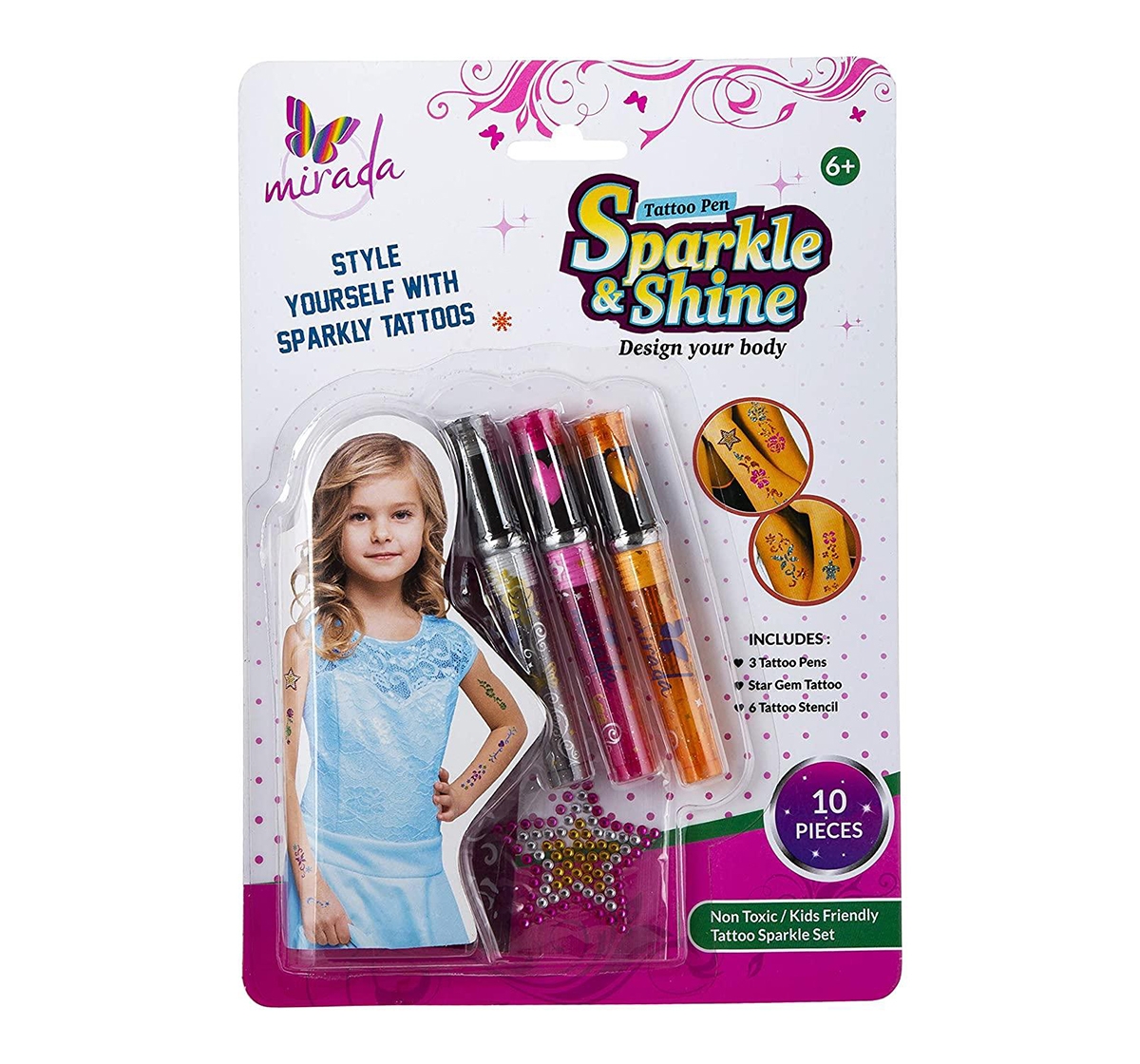 Mirada | Mirada : Tattoo Pens –  Sparkle and Shine  DIY Art & Craft Kits for Kids age 3Y+ 
