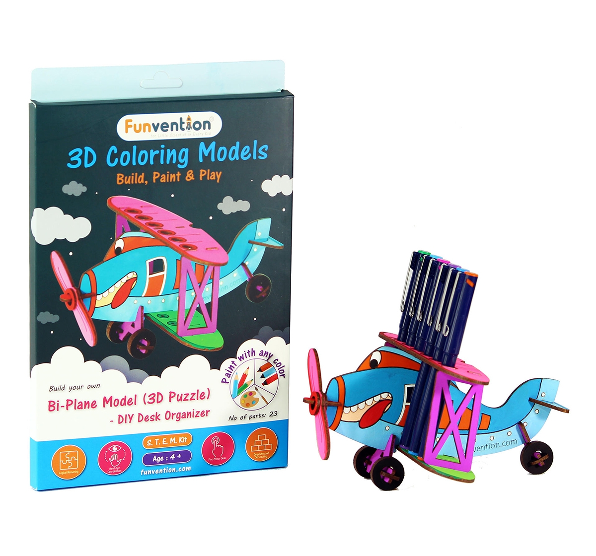 Funvention | Funvention 3D Coloring Model - Bi-Plane Stem for Kids Age 5Y+
