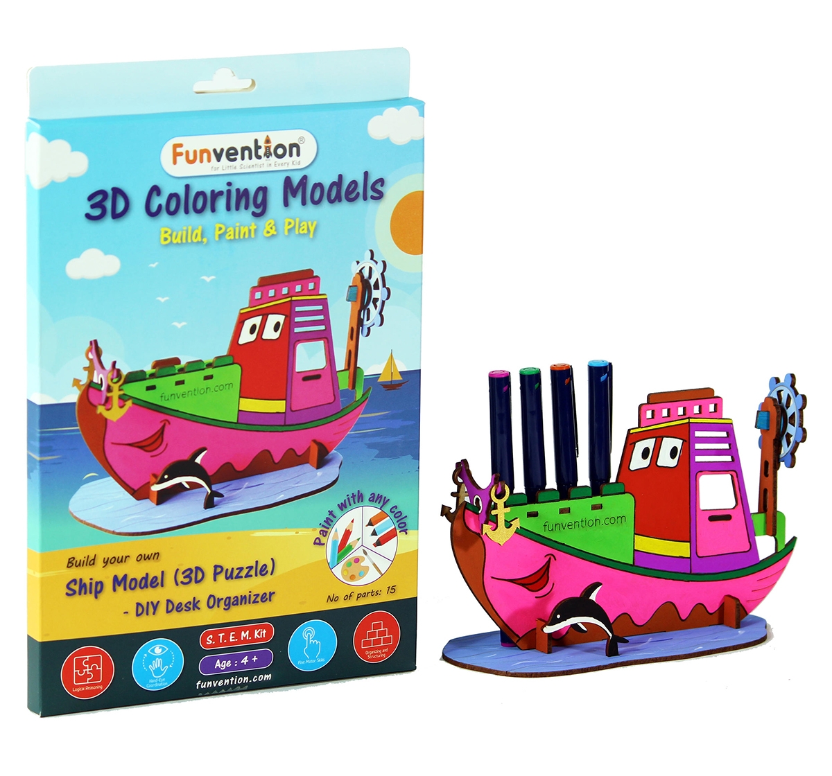 Funvention | Funvention 3D Coloring Model - Ship Stem for Kids Age 5Y+