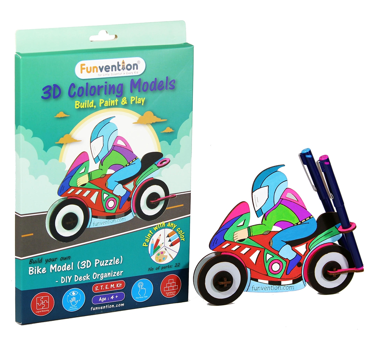 Funvention | Funvention 3D Coloring Model - Bike Stem for Kids Age 5Y+