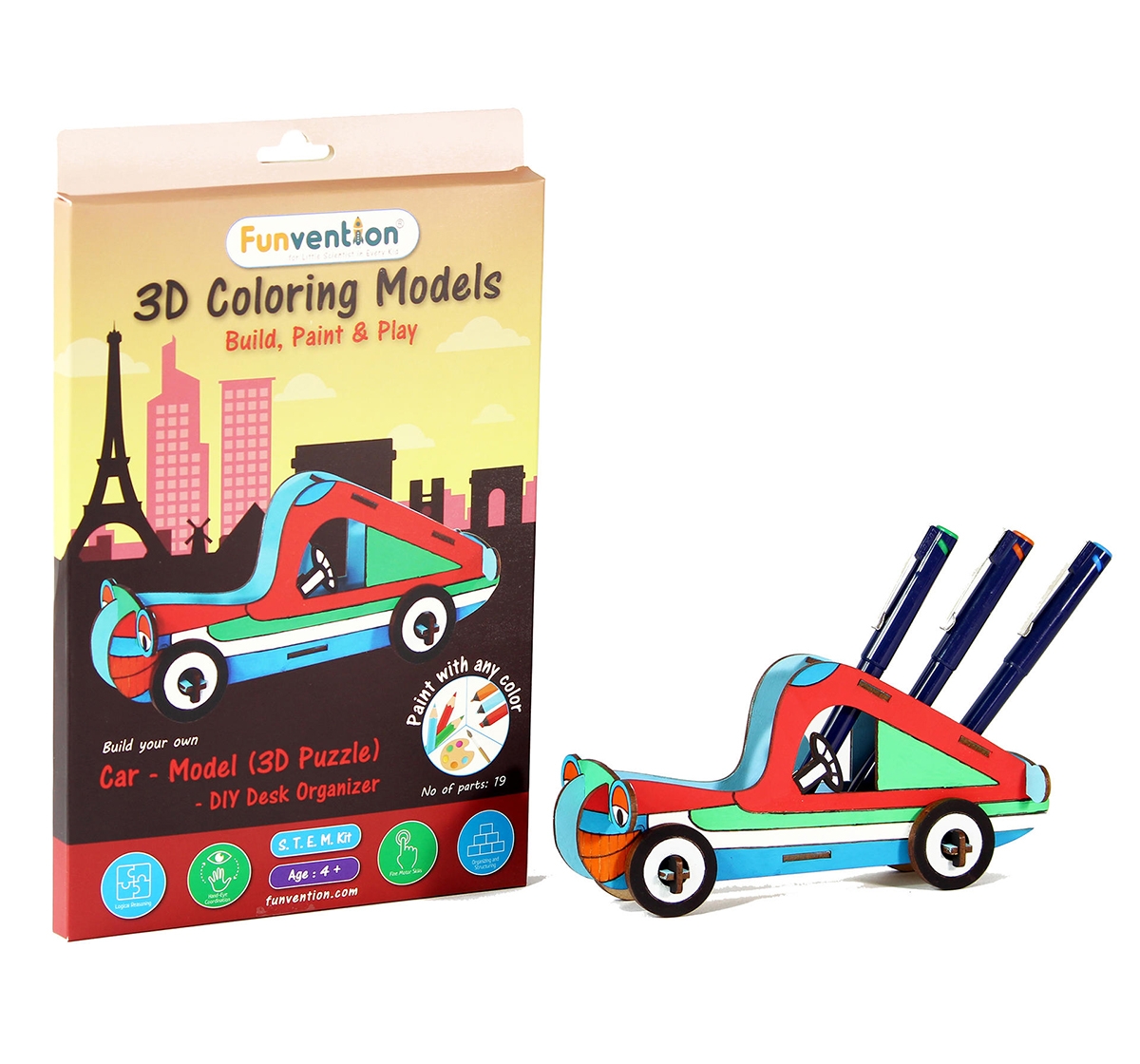 Funvention | Funvention 3D Coloring Model - Car Stem for Kids Age 5Y+