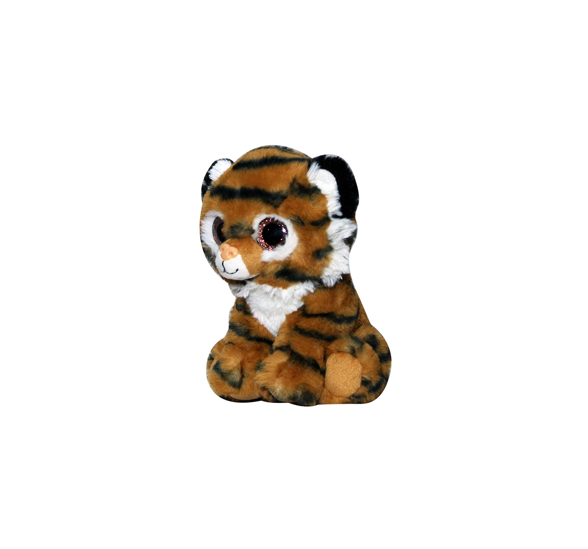 Softbuddies Big Eye Tiger  Quirky Soft Toys for Kids age 3Y+ - 20 Cm (Brown)