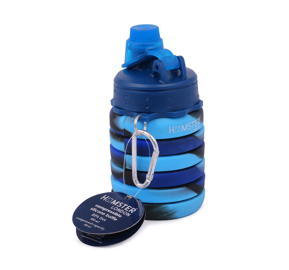 Hamster London | Hamster London Bendable Bottle with Carabiner Clip for Kids age 3Y+ (Blue)