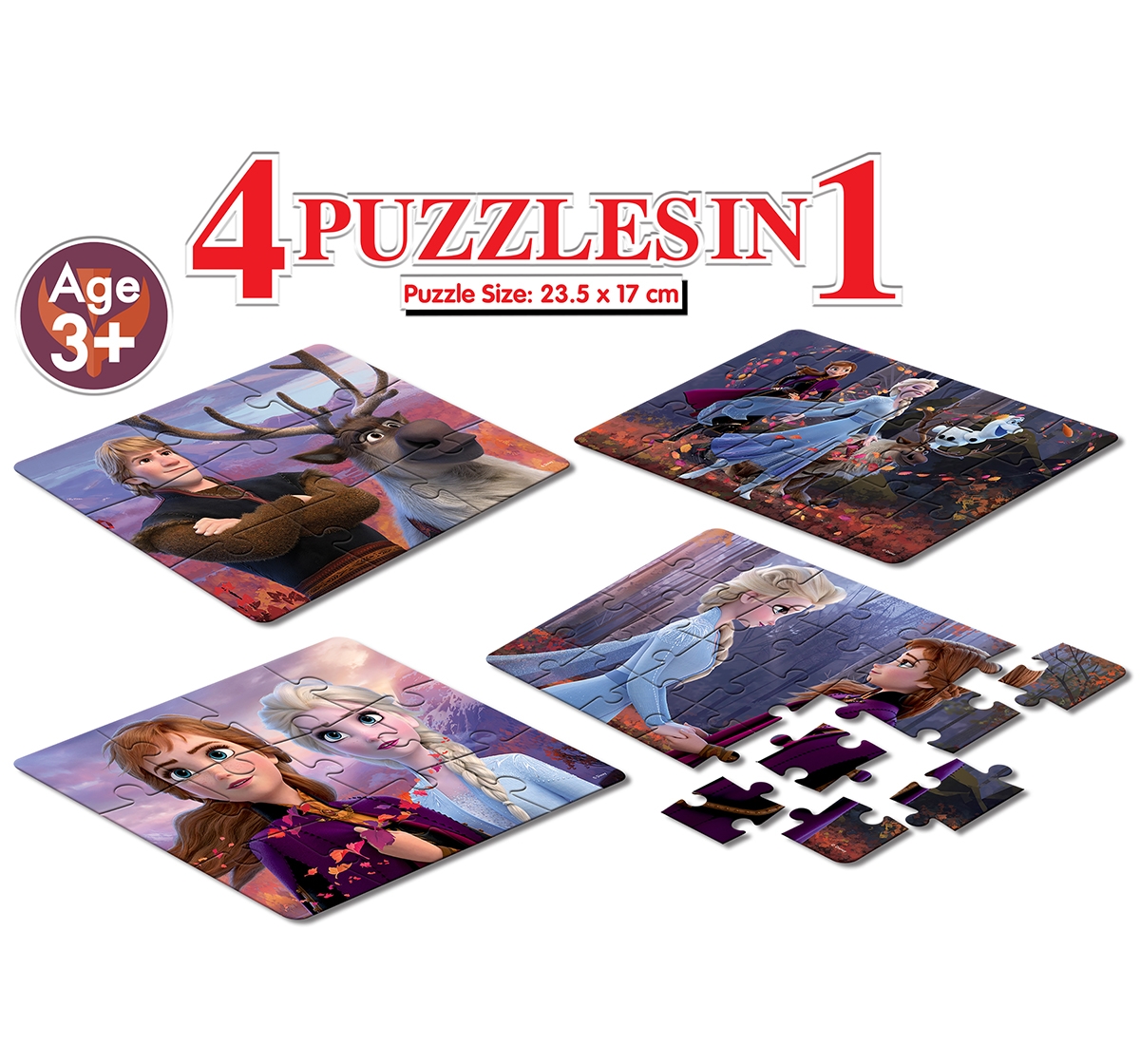 Frank | Frank Frozen II - 4  In 1 Puzzles for Girls age 3Y+ 